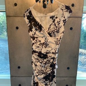 Le Chateau rouched  brown and cream floral dress